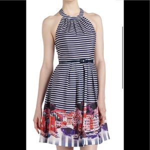 Muse striped halter scenic print dress. No belt.